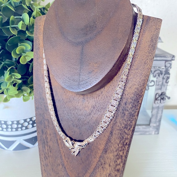 VINTAGE 80'S 925 STERLING SILVER 925 CHUNKY ITALY RICCO BLUE SAPPHIRE NECKLACE - Picture 9 of 10